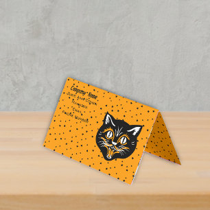 Klassiek Vintage Zwarte Kat Halloween Gezicht Ster Visitekaartjes