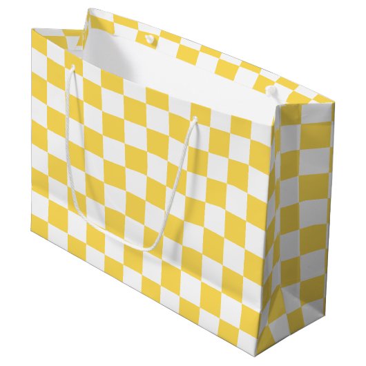 Klassiek visueel geel schaakbord groot cadeauzakje (Voorkant Gekanteld)