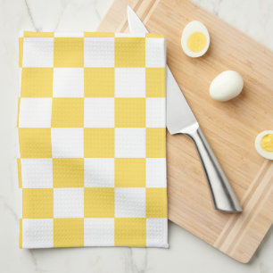 Klassiek visueel geel schaakbord theedoek