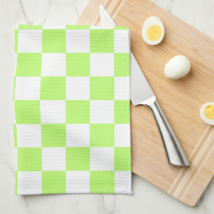 Klassiek visueel lime schaakbord theedoek