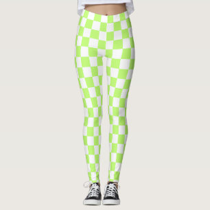 Klassiek visueel limoen dambordpatroon leggings