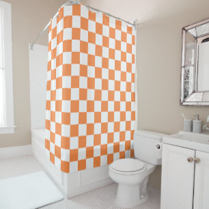 Klassiek visueel oranje dambordpatroon douchegordijn