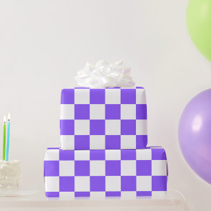 Klassiek visueel paars dambordpatroon cadeaupapier