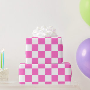 Klassiek visueel roze dambord  cadeaupapier