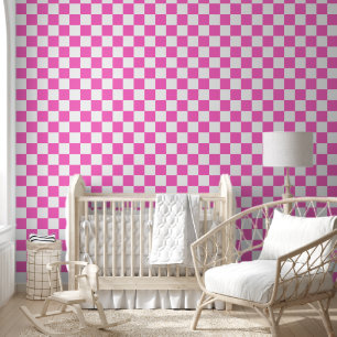 Klassiek visueel roze dambordpatroon behang