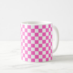 Klassiek visueel roze schaakbord koffiemok