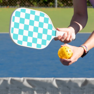 Klassiek visueel turkoois blauwe ruit pickleball paddle