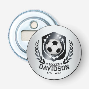 Klassiek Voetbal Schild Aangepaste Tekst en Acht Button Flesopener