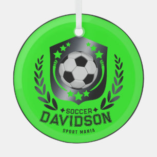 Klassiek Voetbal Schild Aangepaste Tekst en Acht Glas Ornament