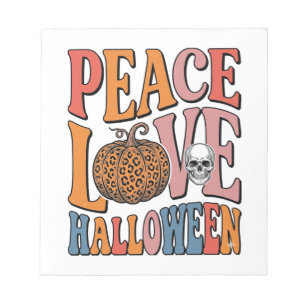 Klassiek Vrede Liefde Halloween Pompoen Schedel De Notitieblok
