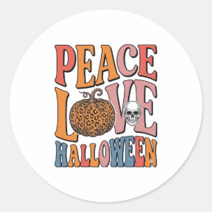 Klassiek Vrede Liefde Halloween Pompoen Schedel De Ronde Sticker