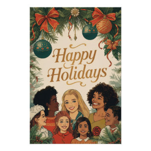 Klassiek vrolijk kerstfeest familie nieuwjaar bood perfect poster