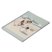 Klassiek vrolijk kerstfeest sneeuwkinderen notitieboek (Linkerzijde)