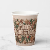 Klassiek vrolijk kerstgroen papieren bekers (Achterkant)