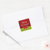 Klassiek Vrolijk Kerstmis Rood Groen Ontwerp Vierkante Sticker (Envelop)