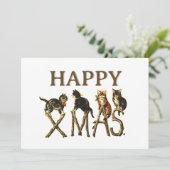 Klassiek vrolijk Kerstmis Schattige Kat Kittens Ke Feestdagenkaart