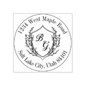 Klassiek wapen met monogram voor de bruiloft 	rubberstempel (Afrduk)