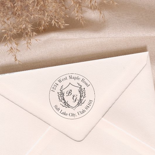 Klassiek wapen met monogram voor de bruiloft 	rubberstempel