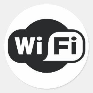 Klassiek WiFi-symbool in zwart-wit Ronde Sticker