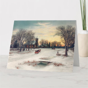 Klassiek winter Kerstmis besneeuwd landschap Kaart