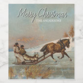 Klassiek winterslee ritontwerp wijn etiket (Enkel label)