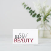 Klassiek wit en Bourgogne Eenvoudig met monogram Visitekaartje (Staand voorkant)