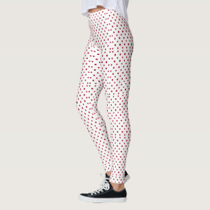 Klassiek wit en karmozijnrood stippenpatroon leggings