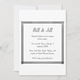 Klassiek wit met gedurfde Art Deco Border Wedding Kaart