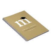 Klassiek wit monogram en mortierraad Afstuderen Notitieboek (Rechterzijde)