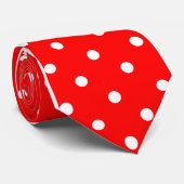 Klassiek wit polka dotpatroon op rood Stropdas (Opgerold)
