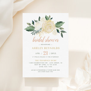 Klassiek wit rozenboeket bruiloft bruidsfeest kaart