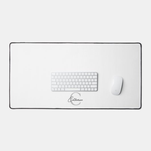 Klassiek wit script monogram bureaumat (Keyboard & Muis)