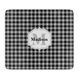 Klassiek wit zwart grijs buffelmonogram snijplank