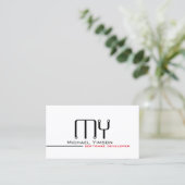 Klassiek wit zwart met monogram en foto modern visitekaartje (Staand voorkant)