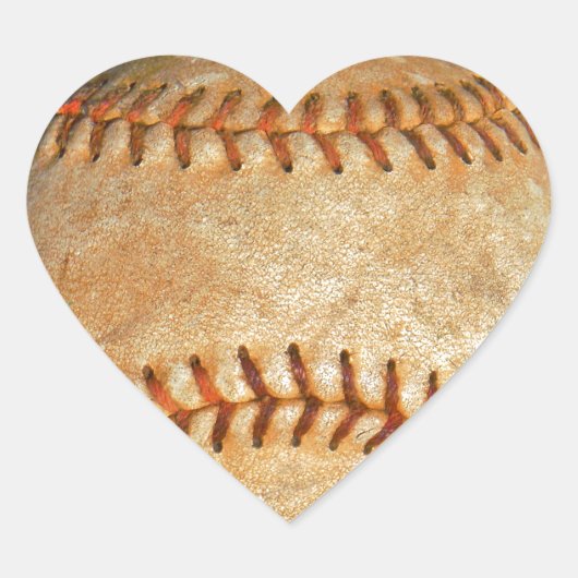 Klassiek witte honkbal met rode stiksels hart sticker (Voorkant)