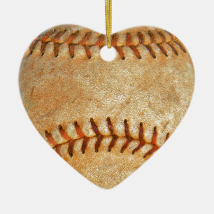 Klassiek witte honkbal met rode stiksels keramisch ornament