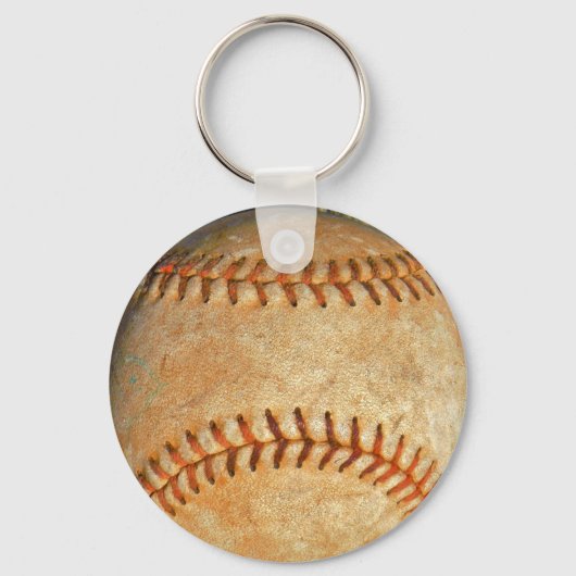 Klassiek witte honkbal met rode stiksels sleutelhanger (Voorkant)