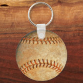 Klassiek witte honkbal met rode stiksels sleutelhanger (Voorkant)