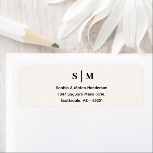 Klassiek Witte Trouwadres met Monogram Etiket