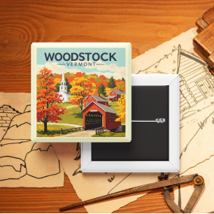 Klassiek Woodstock Vermont Vierkante Button 5,1 Cm