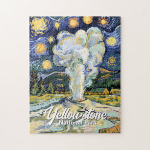 Klassiek Yellowstone Old Faithful Van Gogh stijl Legpuzzel