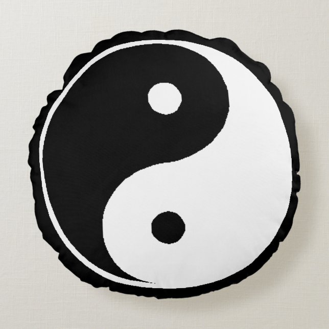 Klassiek Ying Yang Chinees symbool Rond Kussen (Voorkant)