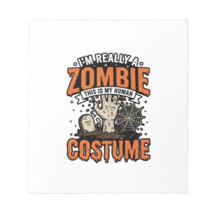 Klassiek Zombie Kostuum Halloween T-shirt Ontwerp_ Notitieblok