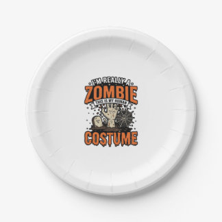 Klassiek Zombie Kostuum Halloween T-shirt Ontwerp_ Papieren Bordje