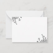 Klassiek zwart bloemenkam monogram notitiekaartje (Achterkant)