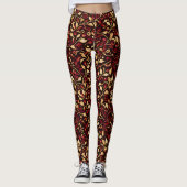 Klassiek zwart, Bourgondië en goud kerstgebladerte Leggings (Voorkant)