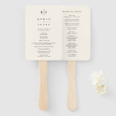 Klassiek zwart & Ecru Monogram huwelijksprogramma Handwaaier (Voorkant en achterkant)