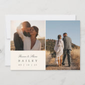 Klassiek zwart & Ecru Monogram Multi Foto Bedankkaart (Voorkant)