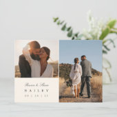 Klassiek zwart & Ecru Monogram Multi Foto Bedankkaart (Staand voorkant)