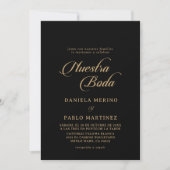 Klassiek zwart en goud Nuestra Boda-huwelijk Kaart (Voorkant)